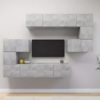 TV staliukas Televizoriaus spintelių komplektas, 8 dalių, betono, mediena