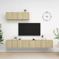 TV staliukas Televizoriaus spintelės, 3vnt., sonoma ąžuolo, apdirbta mediena
