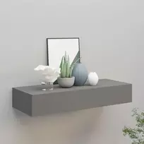 Sieninė lentyna su stalčiumi, pilka, 60x23,5x10cm, MDF