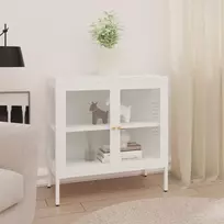 Šoninė spintelė, baltos spalvos, 70x35x70cm, plienas ir stiklas
