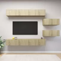 TV staliukas Televizoriaus spintelių komplektas, 6 dalių, ąžuolo, mediena