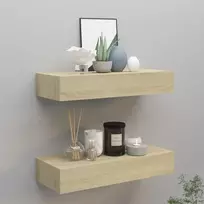 Lentynos su stalčiais, 2vnt., ąžuolo, 60x23,5x10cm, MDF
