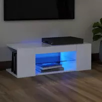 TV staliukas Televizoriaus spintelė su LED apšvietimu, balta, 90x39x30cm