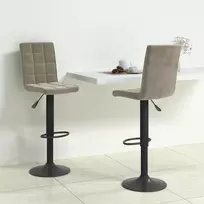 Baro taburetės, 2vnt., šviesiai pilkos spalvos, aksomas