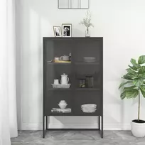 Aukšta spintelė, antracito, 80x35x135cm, plienas ir stiklas