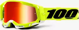 100% Google 100% RACECRAFT 2 TACK Geltonas (Raudonasis veidrodis Express Anti- Fog, LT 38% + / -5% + nuo fog skaidraus stiklo, LT 88% -92% + 10 Zrives) (NAUJA)