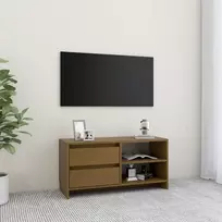 TV staliukas Televizoriaus spintelė, medaus ruda, 80x31x39cm, pušies masyvas