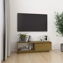 TV staliukas Televizoriaus spintelė, medaus ruda, 110x30x33,5cm, pušis