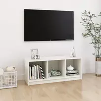 TV staliukas Televizoriaus spintelė, balta, 104x33x41cm, pušies masyvas