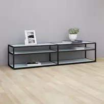 TV staliukas TV spintelė, balta marmuro, 180x40x40,5cm, grūdintas stiklas
