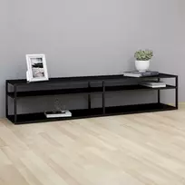 TV staliukas Televizoriaus spintelė, juoda, 200x40x40,5cm, grūdintas stiklas
