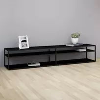 TV staliukas Televizoriaus spintelė, juoda, 220x40x40,5cm, grūdintas stiklas