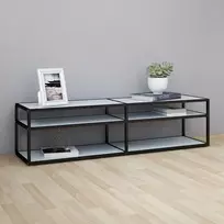 TV staliukas TV spintelė, balta marmuro, 160x40x40,5cm, grūdintas stiklas