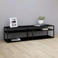 TV staliukas Televizoriaus spintelė, juoda, 160x40x40,5cm, grūdintas stiklas