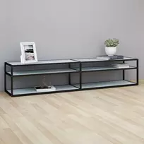 TV staliukas TV spintelė, balta marmuro, 200x40x40,5cm, grūdintas stiklas