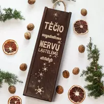 Medinė butelio dėžė "Tėčio nervams"