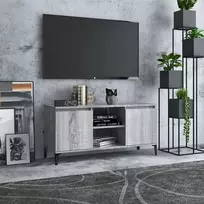 TV staliukas TV spintelė su metalinėmis kojomis, pilka ąžuolo, 103,5x35x50cm