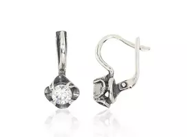 Sidabriniai auskarai anglišku užsegimu, Metalas: Sidabras, Praba: 925°, Akmuo: Cirkonai - 2.9 g. - 19 mm.