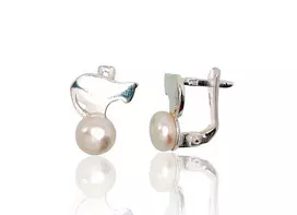 Sidabriniai auskarai anglišku užsegimu, Metalas: Sidabras, Praba: 925°, Akmuo: Perlai - 3.2 g. - 14 mm.