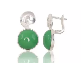 Sidabriniai auskarai anglišku užsegimu, Metalas: Sidabras, Praba: 925°, Akmuo: Plastikiniai - 23 mm. - 5.4 g.