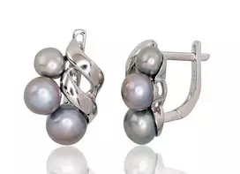 Sidabriniai auskarai anglišku užsegimu, Metalas: Sidabras, Praba: 925°, Akmuo: Perlai - 6 g. - 18 mm.
