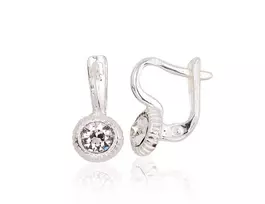 Sidabriniai auskarai anglišku užsegimu, Metalas: Sidabras, Praba: 925°, Akmuo: Kristalai - 2.3 g. - 15 mm.