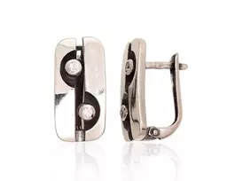 Sidabriniai auskarai anglišku užsegimu, Metalas: Sidabras, Praba: 925°, Akmuo: Cirkonai - 21 mm. - 4.8 g.