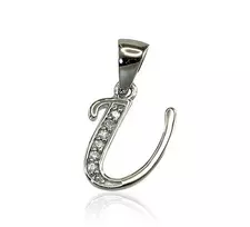 Sidabrinis Pakabukas - Vardo Raidė. Metalas: Sidabras. Praba: 925°. Akmuo: Cirkonai - 1.4 g. - 22 mm.