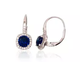 Sidabriniai auskarai anglišku užsegimu, Metalas: Sidabras, Praba: 925°, Akmuo: Cirkonai - 2.4 g. - 18 mm.