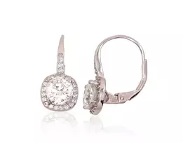 Sidabriniai auskarai anglišku užsegimu, Metalas: Sidabras, Praba: 925°, Akmuo: Cirkonai - 2.7 g. - 18 mm.
