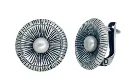 Sidabriniai auskarai anglišku užsegimu, Metalas: Sidabras, Praba: 925°, Akmuo: Perlai - 4.9 g. - 16 mm.
