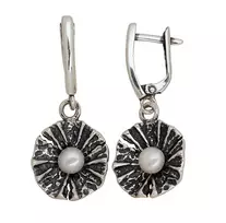 Sidabriniai auskarai anglišku užsegimu, Metalas: Sidabras, Praba: 925°, Akmuo: Perlai - 6 g. - 36 mm.