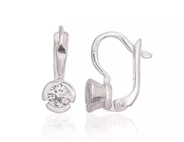 Sidabriniai auskarai anglišku užsegimu, Metalas: Sidabras, Praba: 925°, Akmuo: Cirkonai - 2.4 g. - 17 mm.