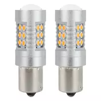 LED lemputės canbus bau15s py21w oranžinės gintaro spalvos 12v 24v amio-02580