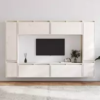 TV staliukas Televizoriaus spintelės, 8vnt., baltos, pušies medienos masyvas
