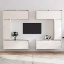 TV staliukas Televizoriaus spintelės, 6vnt., baltos, pušies medienos masyvas