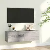 TV staliukas Sieninė televizoriaus spintelė, pilka, 100x30x30 cm, mediena