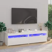 TV staliukas Televizoriaus spintelės su LED, 2vnt., baltos, 75x35x40cm