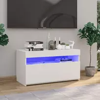 TV staliukas Televizoriaus spintelė su LED apšvietimu, balta, 75x35x40cm