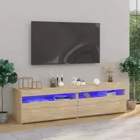 TV staliukas Televizoriaus spintelės su LED, 2vnt., ąžuolo, 75x35x40cm