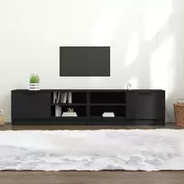 TV staliukas Televizoriaus spintelės, 2vnt., juodos, 80x35x36,5cm, mediena