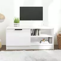 TV staliukas Televizoriaus spintelė, balta, 80x35x36,5cm, mediena, blizgi