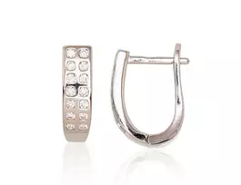 Sidabriniai auskarai anglišku užsegimu, , Praba: 925°, Akmuo: Cirkonai - 15 mm. - 2.8 g.