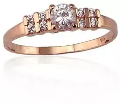 Auksinis sužadėtuvių žiedas. Praba: 585°, Metalas: Raudonas Auksas, Akmuo: Cirkonai - 17.5 - 1.36 g.