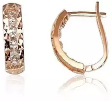 Auksiniai auskarai anglišku užsegimu, Raudonas Auksas, Cirkonai - 1.67 g. - 14 mm.