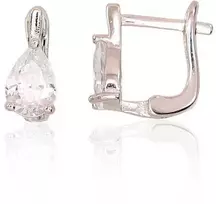Sidabriniai auskarai anglišku užsegimu, Metalas: Sidabras, Praba: 925°, Akmuo: Cirkonai - 1.8 g. - 12 mm.