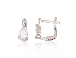 Sidabriniai auskarai anglišku užsegimu, Metalas: Sidabras, Praba: 925°, Akmuo: Cirkonai - 1.7 g. - 12 mm.