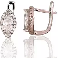 Sidabriniai auskarai anglišku užsegimu, Metalas: Sidabras, Praba: 925°, Akmuo: Cirkonai - 2.3 g. - 11 mm.