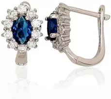 Sidabriniai auskarai anglišku užsegimu, Metalas: Sidabras, Praba: 925°, Akmuo: Cirkonai - 2.7 g. - 14 mm.
