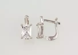 Sidabriniai auskarai anglišku užsegimu, Metalas: Sidabras, Praba: 925°, Akmuo: Cirkonai - 2.1 g. - 13 mm.